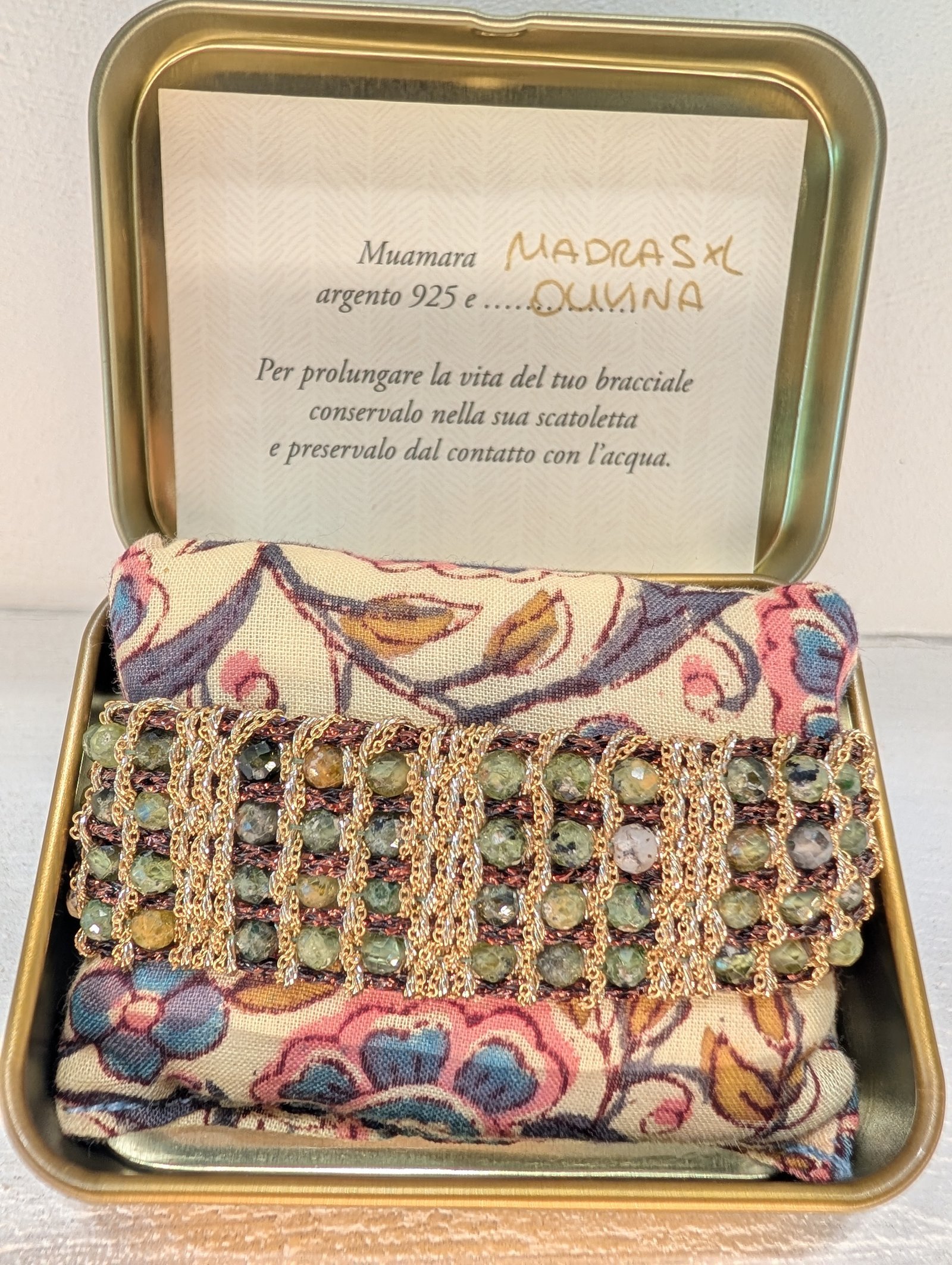 Muamara Armband Madras XL Olivina (925 Silber) – Ansicht 1