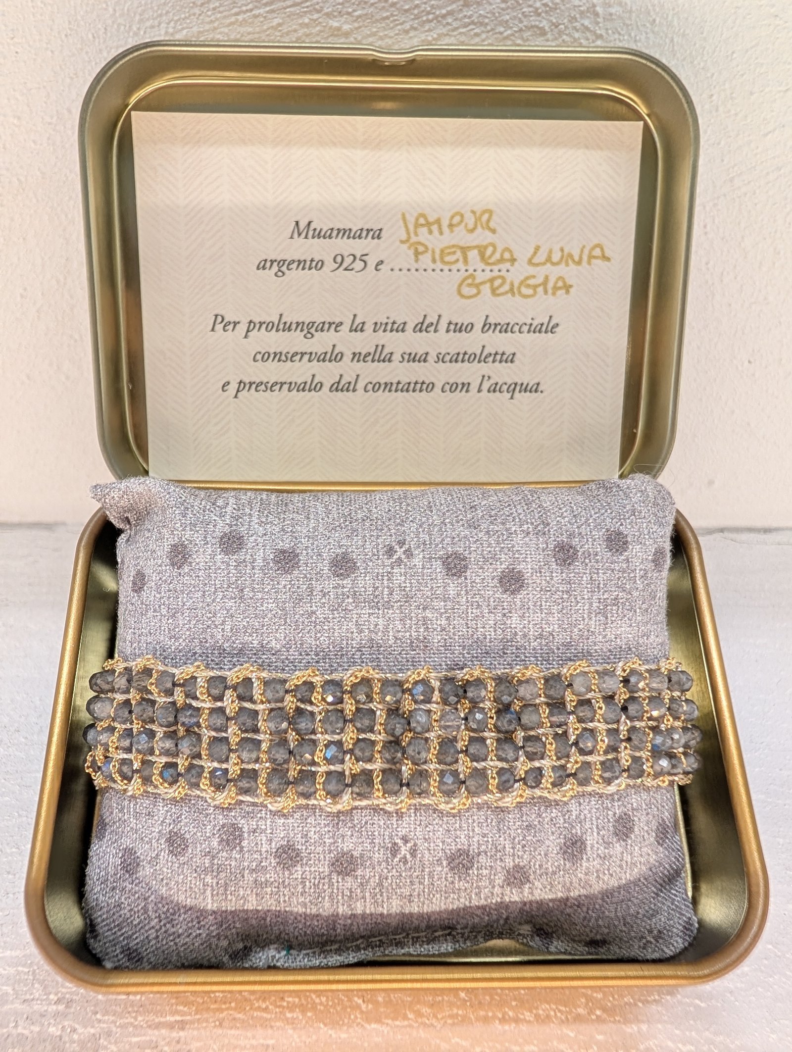 Muamara Armband Jaipur Pietra di Luna Grigia (925 Silber) – Ansicht 1
